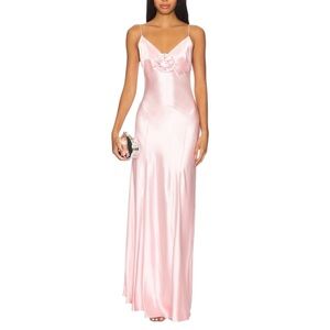 Revolve Bubish Luxe Savannah Rosette Gown Rose Pink US 4 NWT